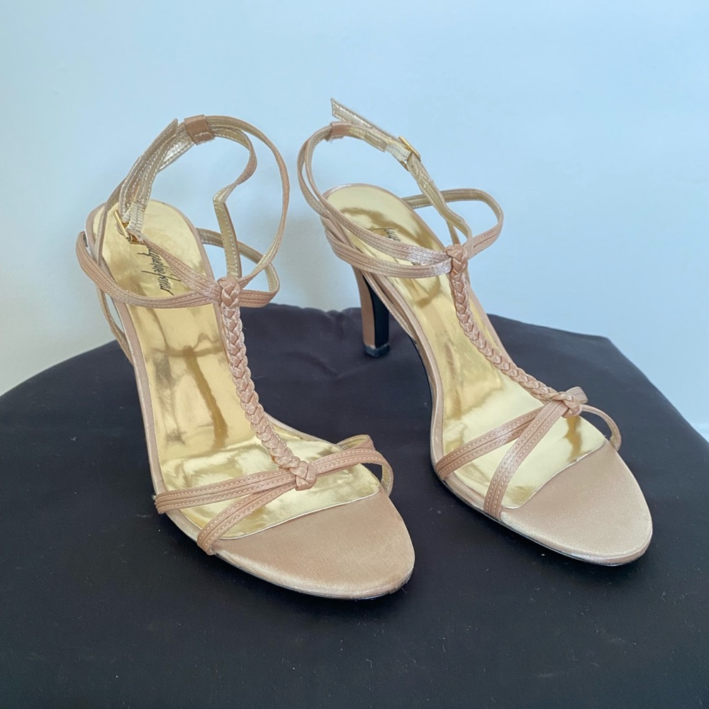NEW! Jacqueline Ferrar Gold Braided Strappy Heel 6.5
